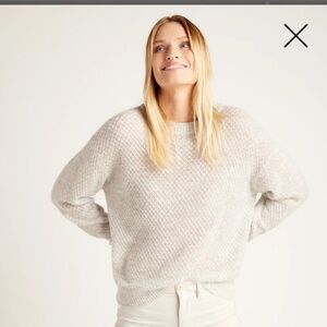 Quince Baby Alpaca-Wool Diamond Stitch Crew - L - Lt Grey